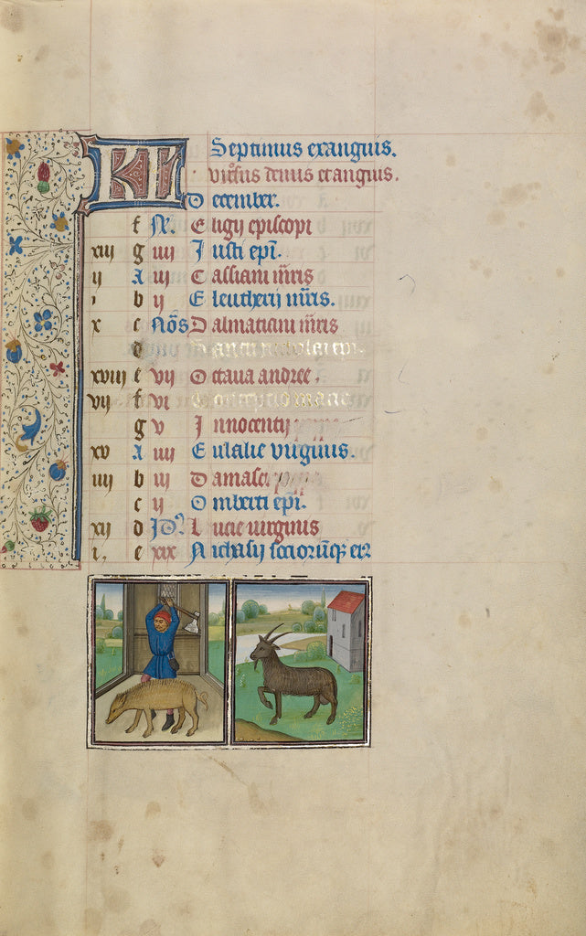 Willem VrelantWorkshop of:December Calendar Page; Slaughteri, Poster Print Wall Art