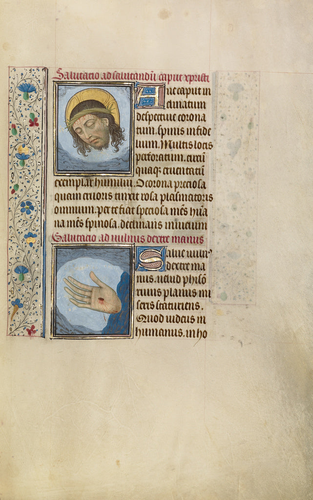 Willem Vrelant:Christ's Head; Christ's Right Hand with Wound, Poster Print Wall Art