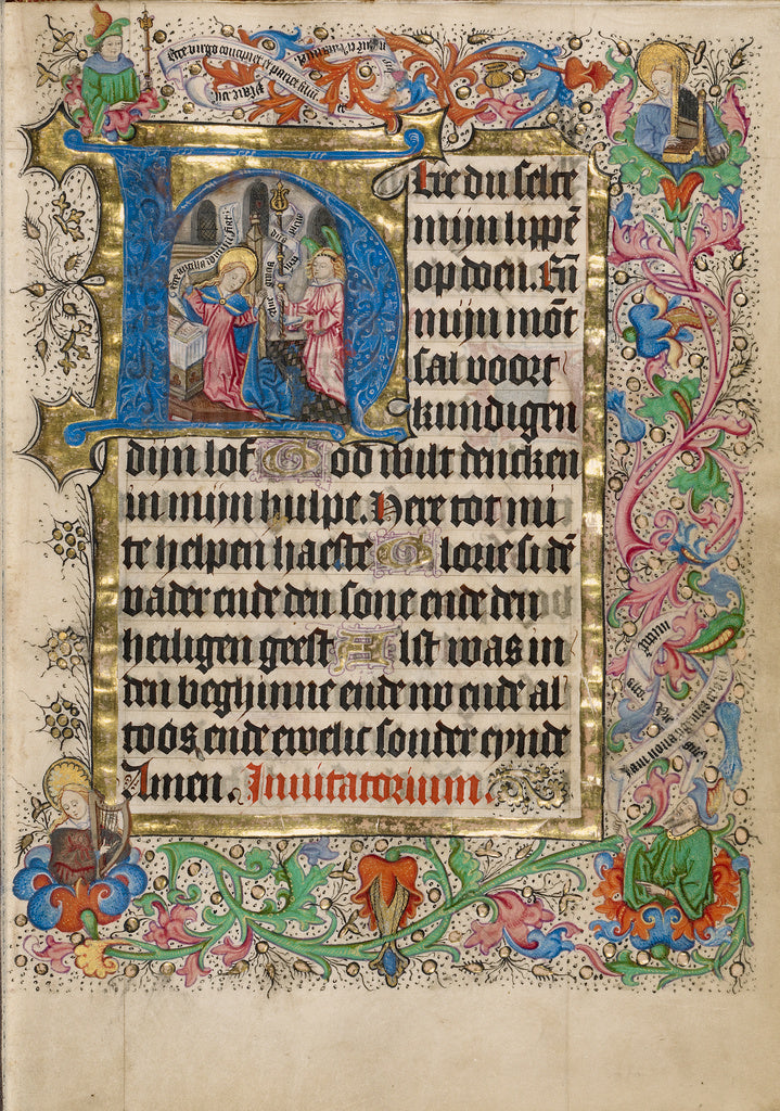 Master of Evert Zoudenbalch:Initial H: The Annunciation, Poster Print Wall Art