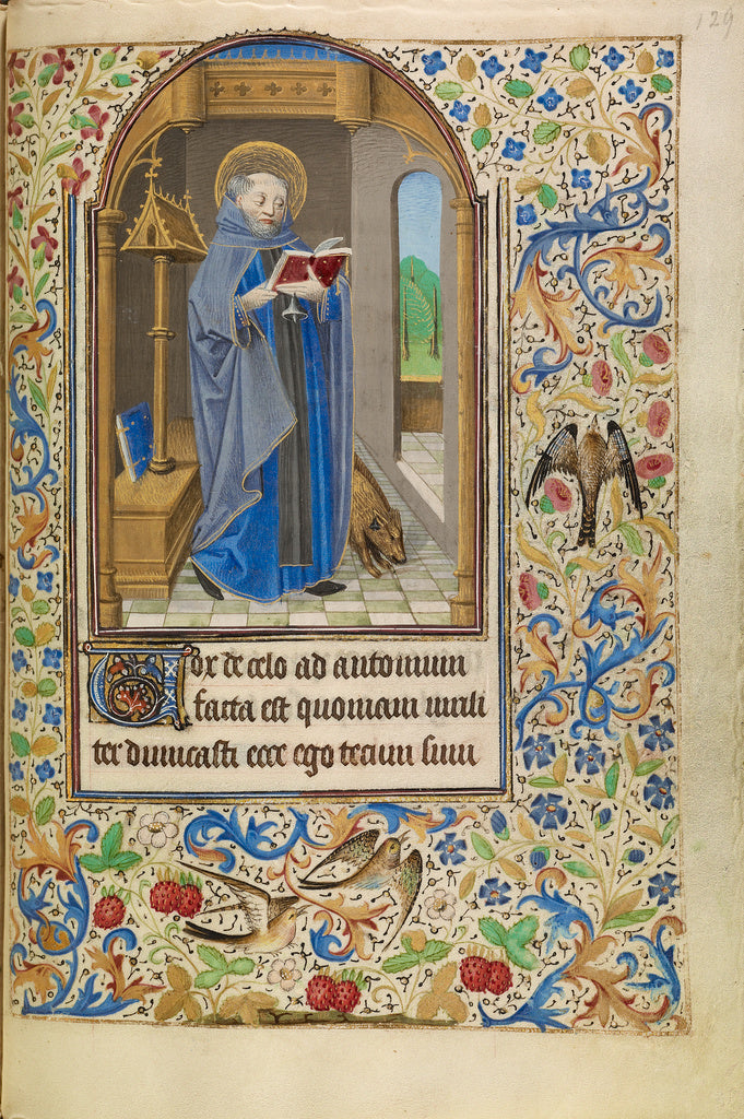 Master of Jacques of Luxembourg:Saint Anthony with Bells and, Poster Print Wall Art
