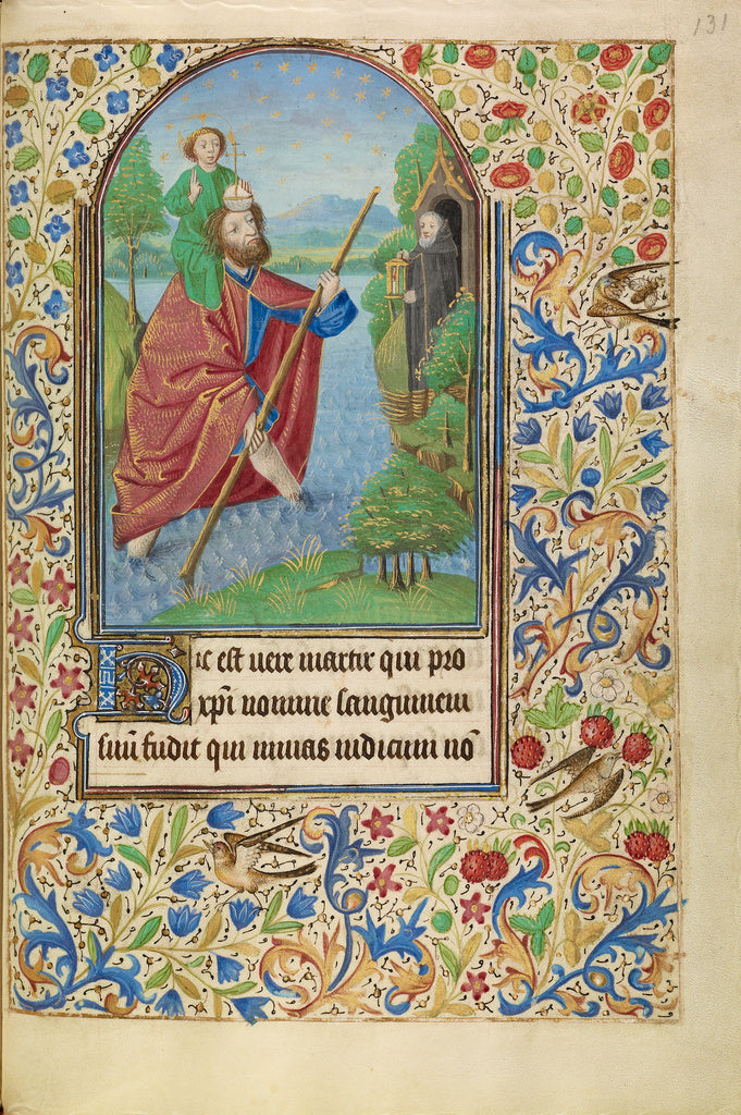 Master of Jacques of Luxembourg:Saint Christopher Carrying t, Poster Print Wall Art