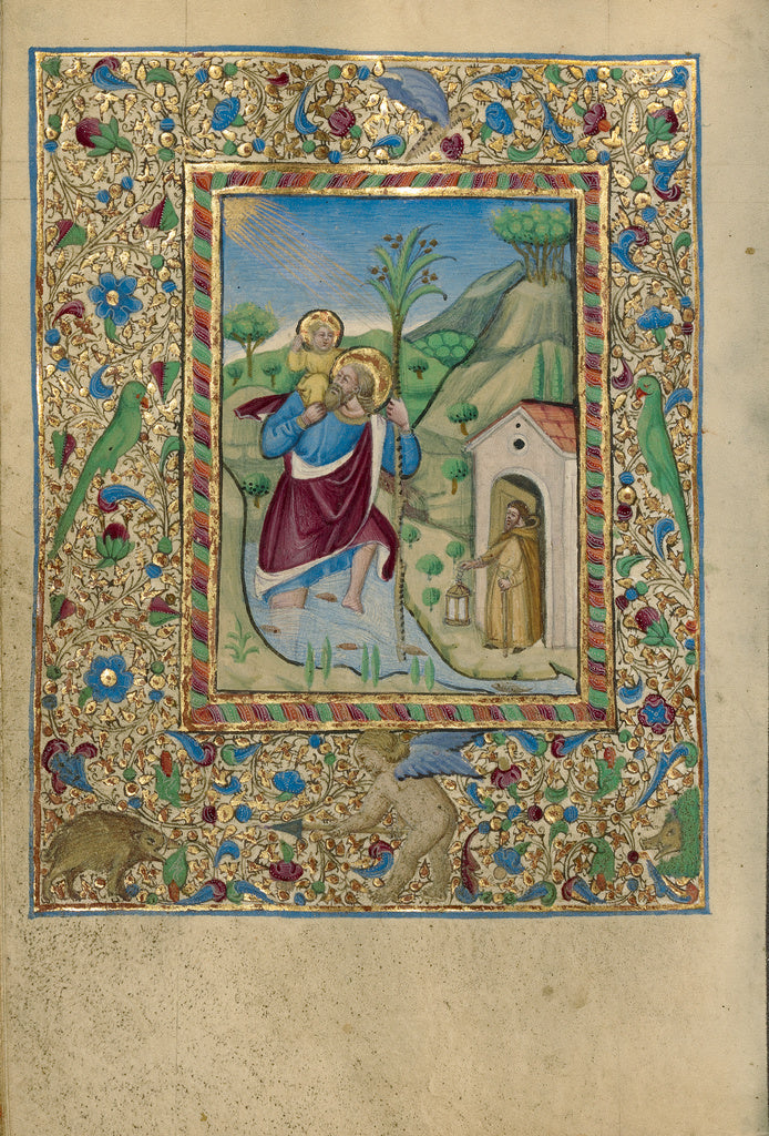 Unknown:Saint Christopher Carrying the Christ Child, Poster Print Wall Art