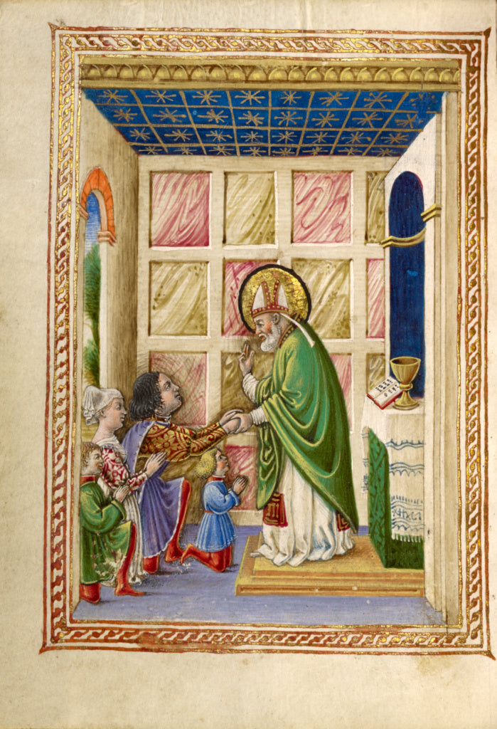 Taddeo Crivelli:Saint Bellinus Celebrating Mass, Poster Print Wall Art