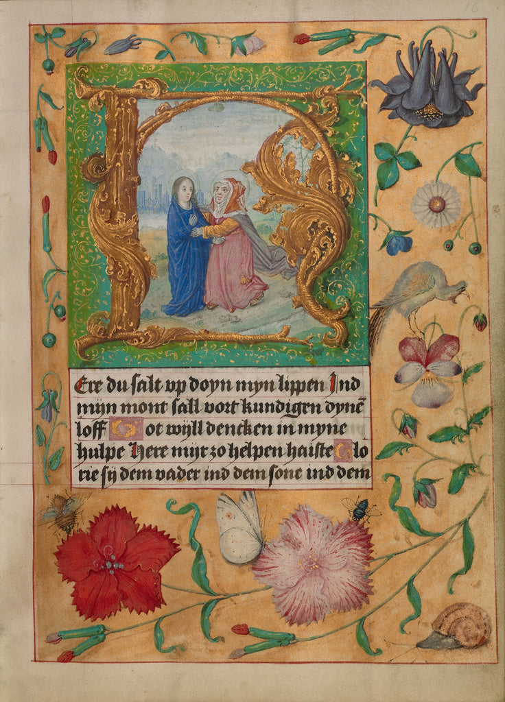 Gerard HorenboutWorkshop of:Initial H: The Visitation, Poster Print Wall Art