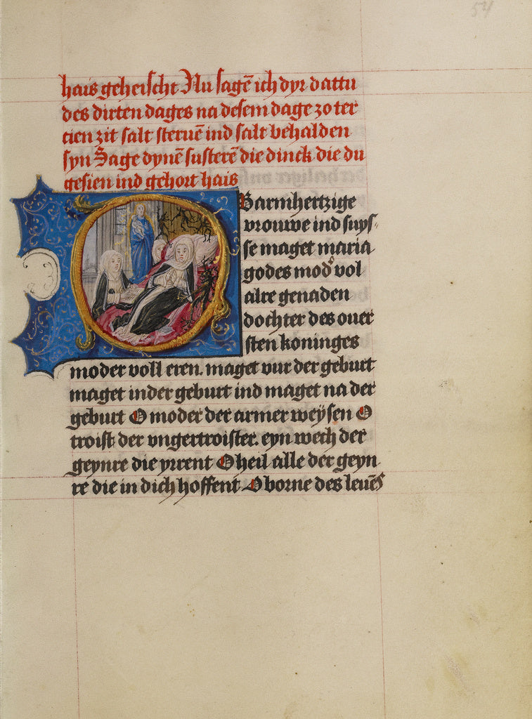 Gerard HorenboutWorkshop of:Initial O: A Woman on her Deathb, Poster Print Wall Art