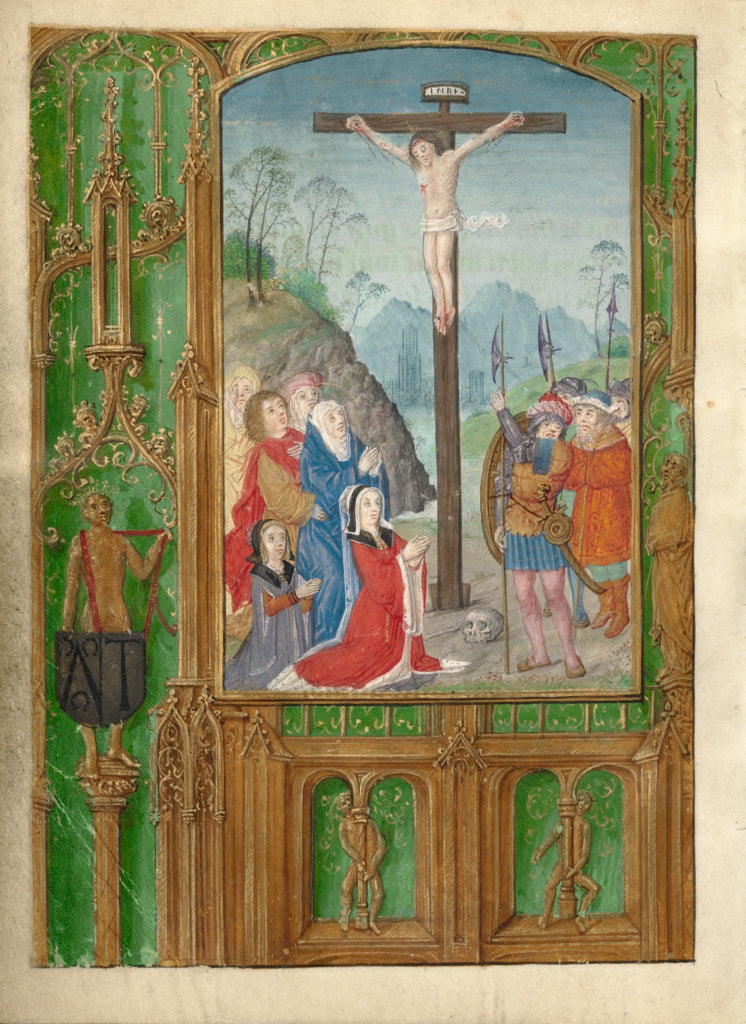 Gerard HorenboutWorkshop of:The Crucifixion with a Kneeling , Poster Print Wall Art