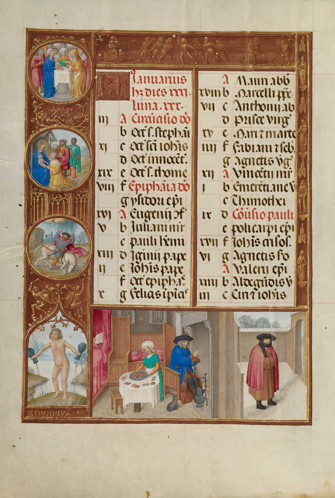 Master of James IV of ScotlandWorkshop of the:January Calend, Poster Print Wall Art