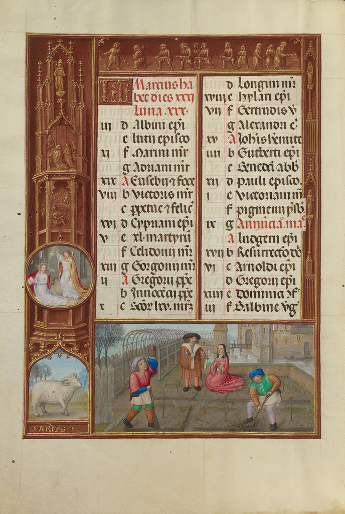 Master of James IV of ScotlandWorkshop of the:March Calendar, Poster Print Wall Art