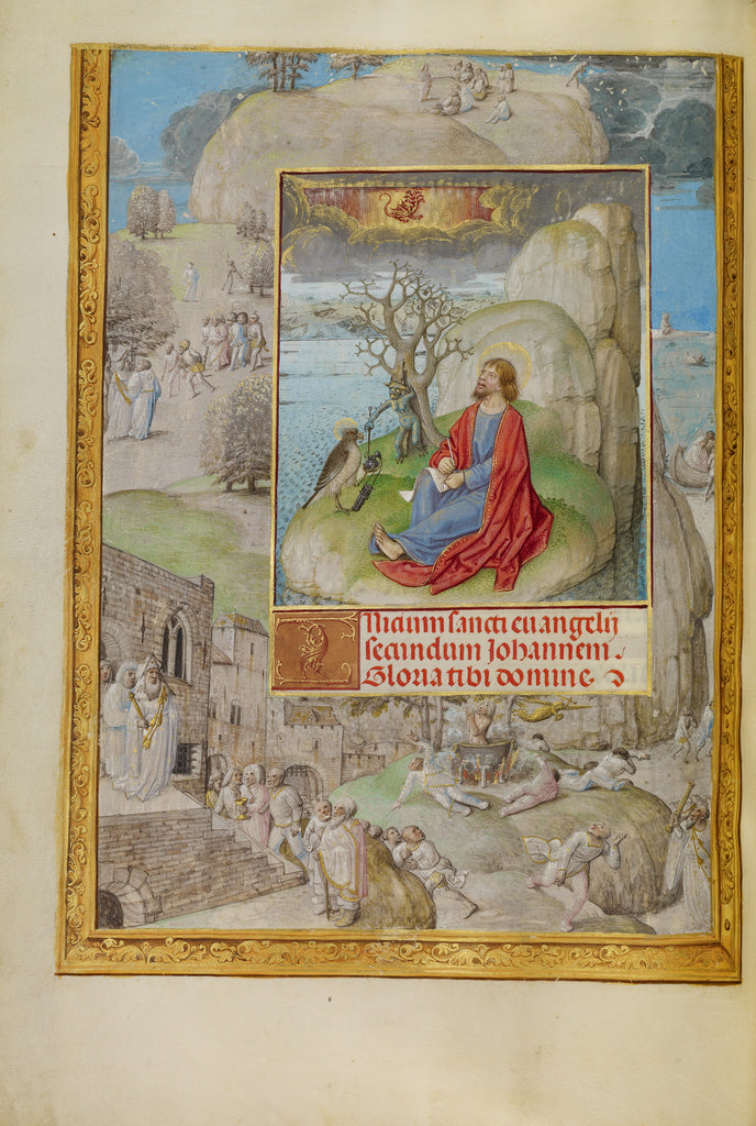 Master of the Lübeck Bible:Saint John on Patmos, Poster Print Wall Art