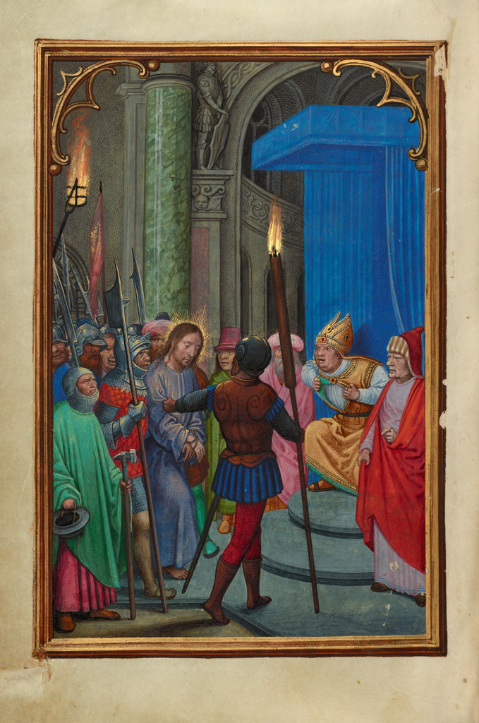 Simon Bening:Christ before Caiaphas, Poster Print Wall Art