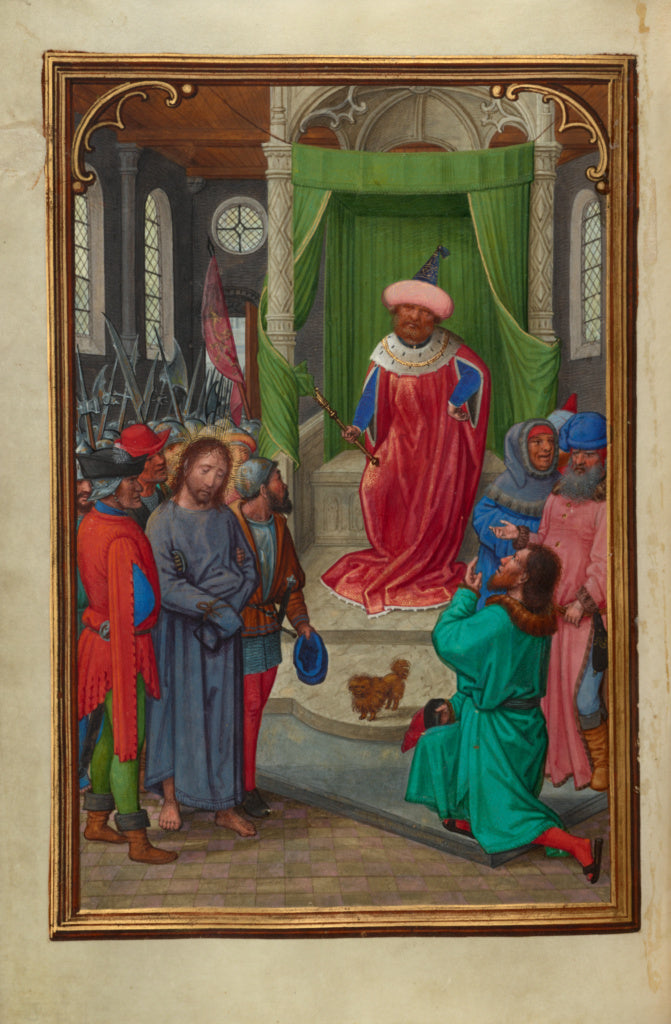 Simon Bening:Christ before Herod, Poster Print Wall Art