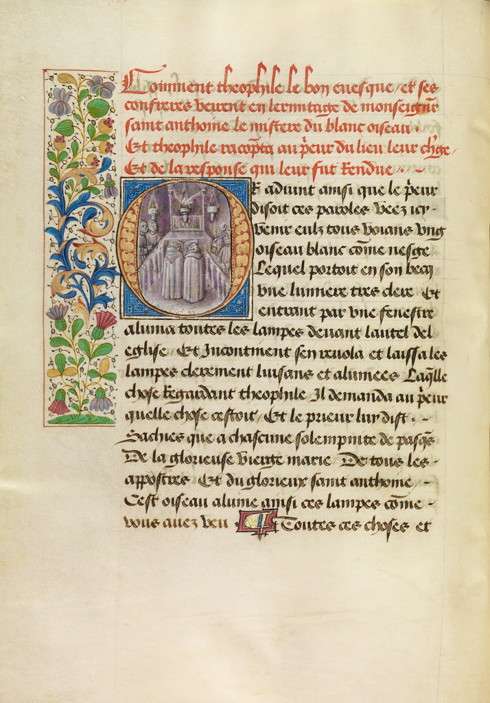 Master of the Brussels Romuléon or workshop:Initial O: The , Poster Print Wall Art