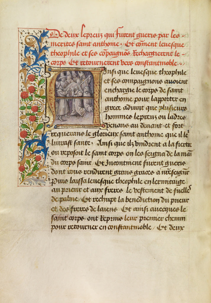 Master of the Brussels Romuléon or workshop:Initial A: The , Poster Print Wall Art