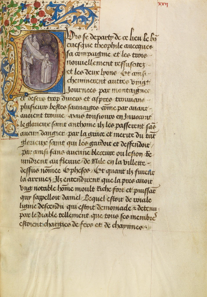 Master of the Brussels Romuléon or workshop:Initial P: A Ma, Poster Print Wall Art