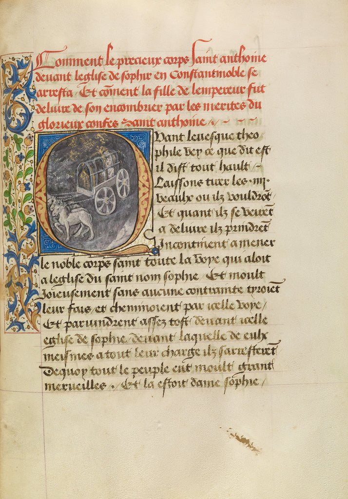 Master of the Brussels Romuléon or workshop:Initial Q: The , Poster Print Wall Art