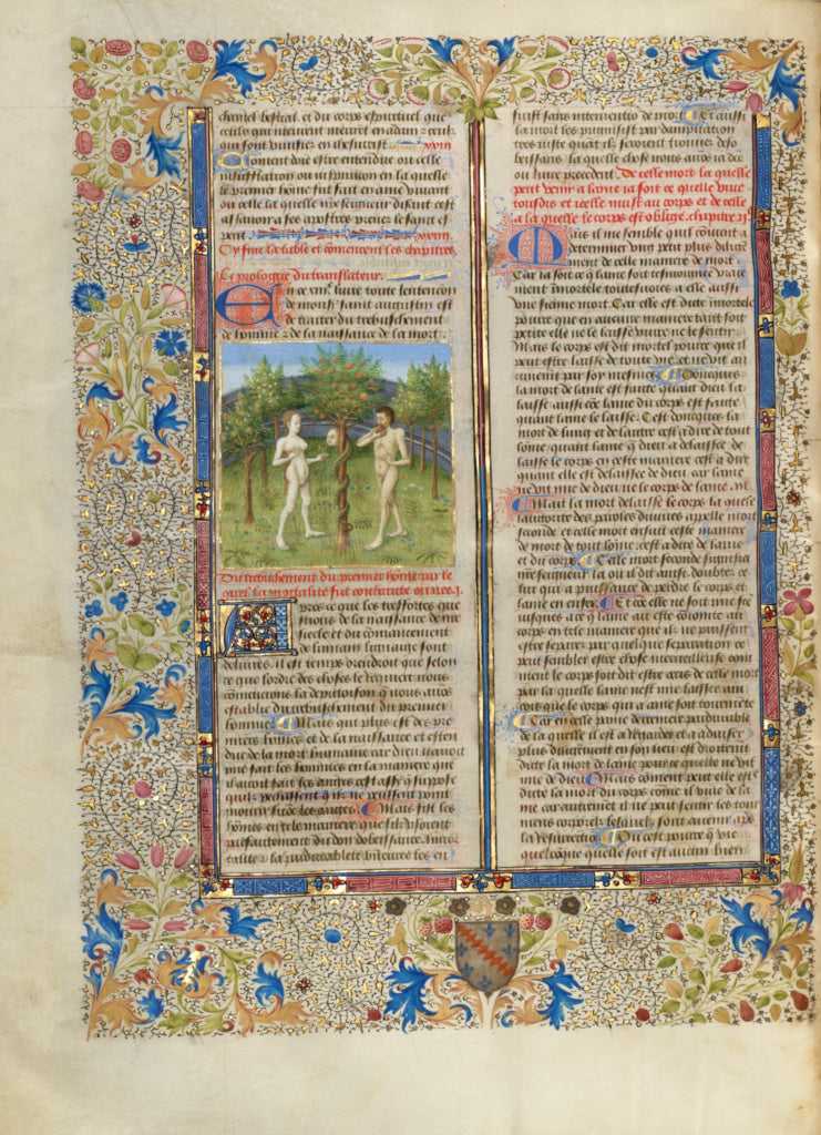 Master of the Oxford Hours:Adam and Eve Eating the Forbidden, Poster Print Wall Art