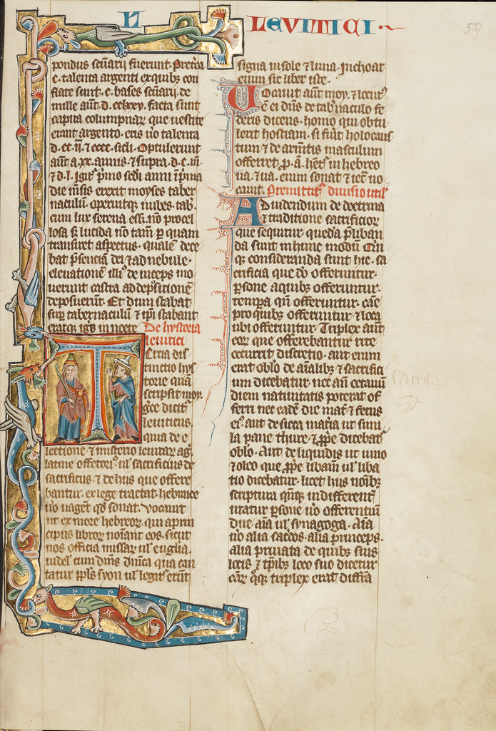 Unknown:Initial T: Aaron and an Israelite, Poster Print Wall Art