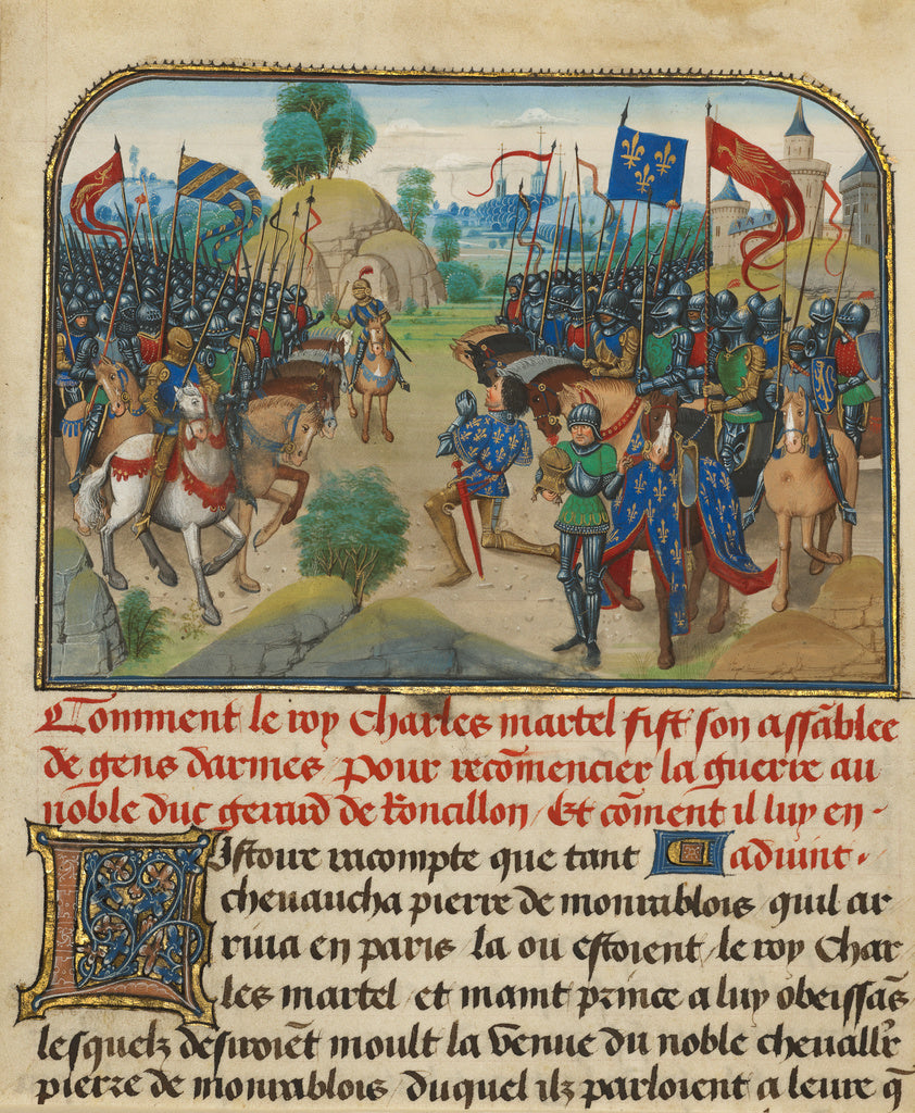 Loyset Liédet:The Armies of France and Burgundy with Martel, Poster Print Wall Art