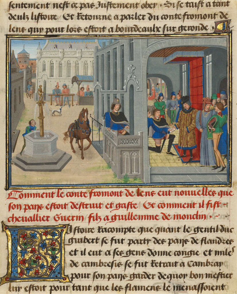 Loyset Liédet:Fromont de Lens Receiving News of the Devasta, Poster Print Wall Art