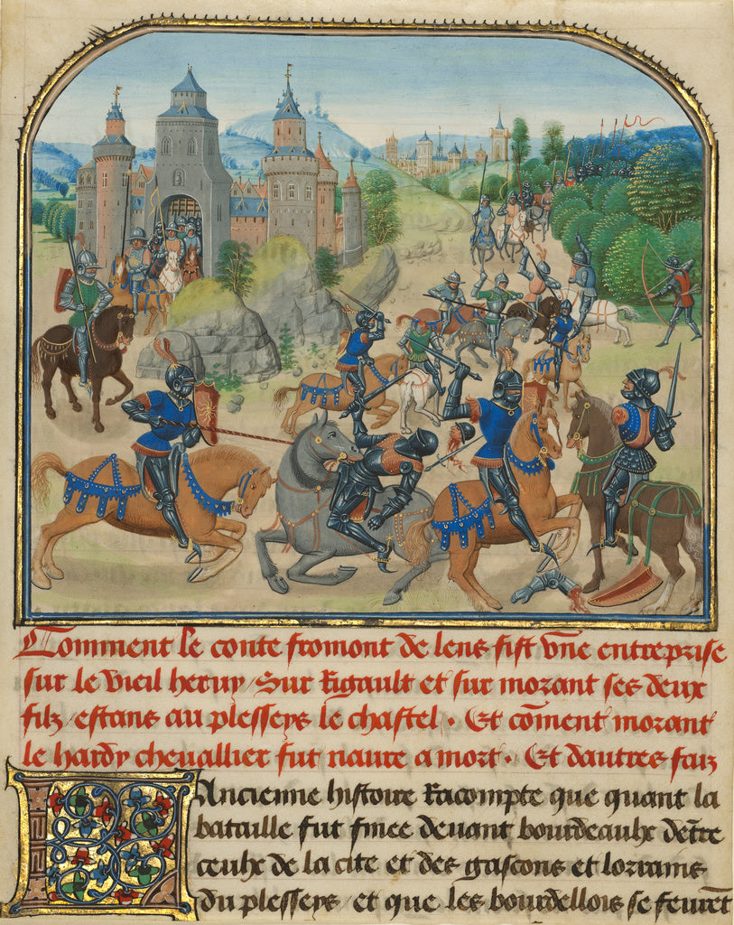 Loyset Liédet:Fromont de Lens Leaving Bordeaux and the Batt, Poster Print Wall Art