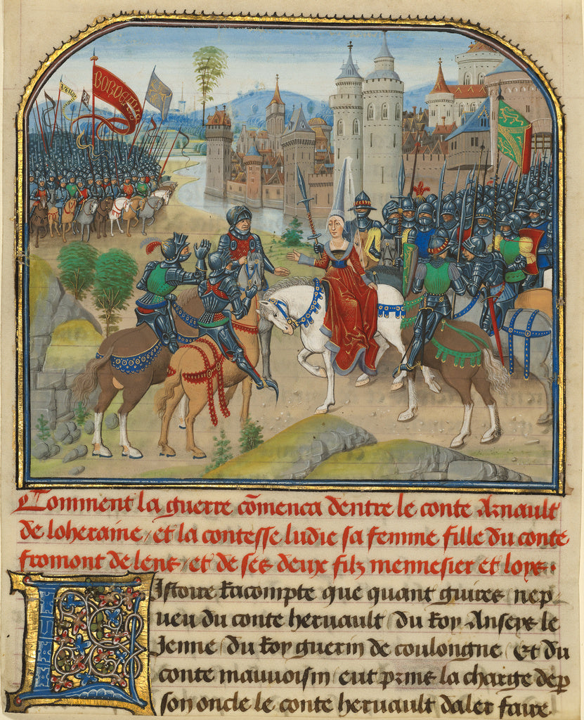 Loyset Liédet:The Battle Between Arnault de Lorraine and Hi, Poster Print Wall Art
