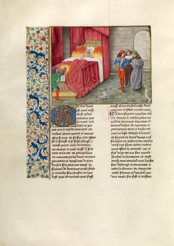 Master of the Getty Froissart:The Bed of the King of Navarre, Poster Print Wall Art