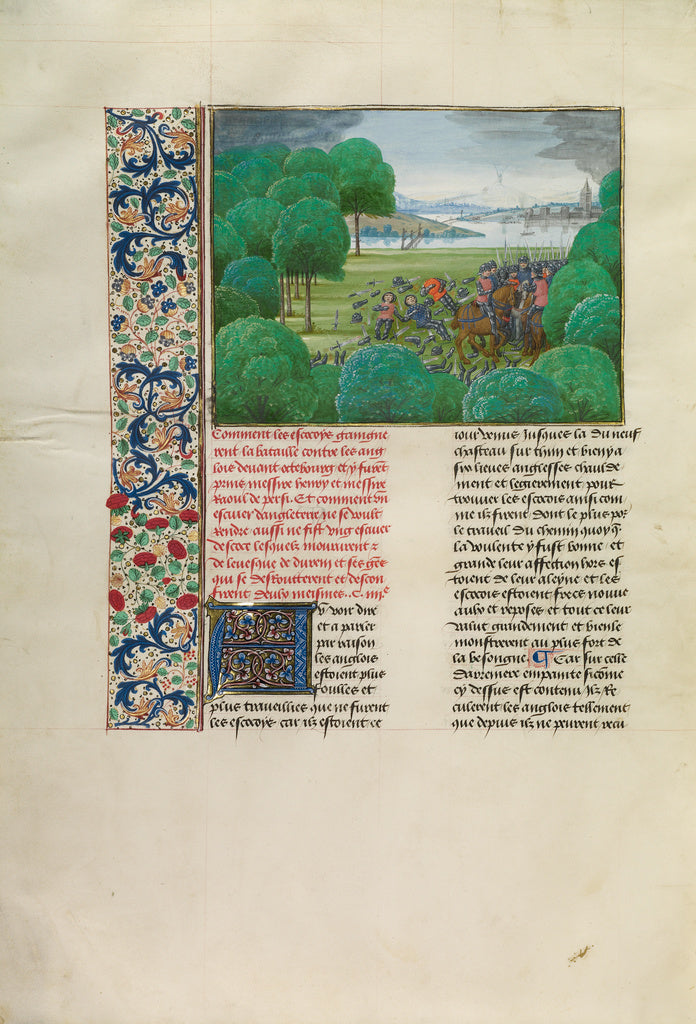 Master of the Getty Froissart:The Scottish Defeating the Eng, Poster Print Wall Art