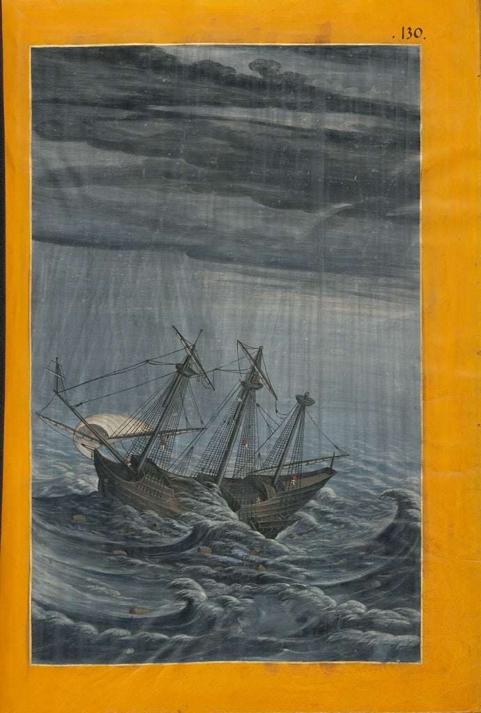 Georg Strauch:A Ship in a Stormy Sea, Poster Print Wall Art