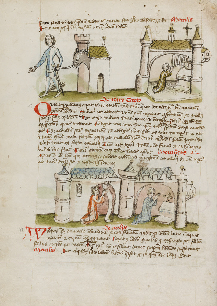 Unknown Artist:A Man with a Sword and Spurs Leading a Donkey from h, Poster Print Wall Art