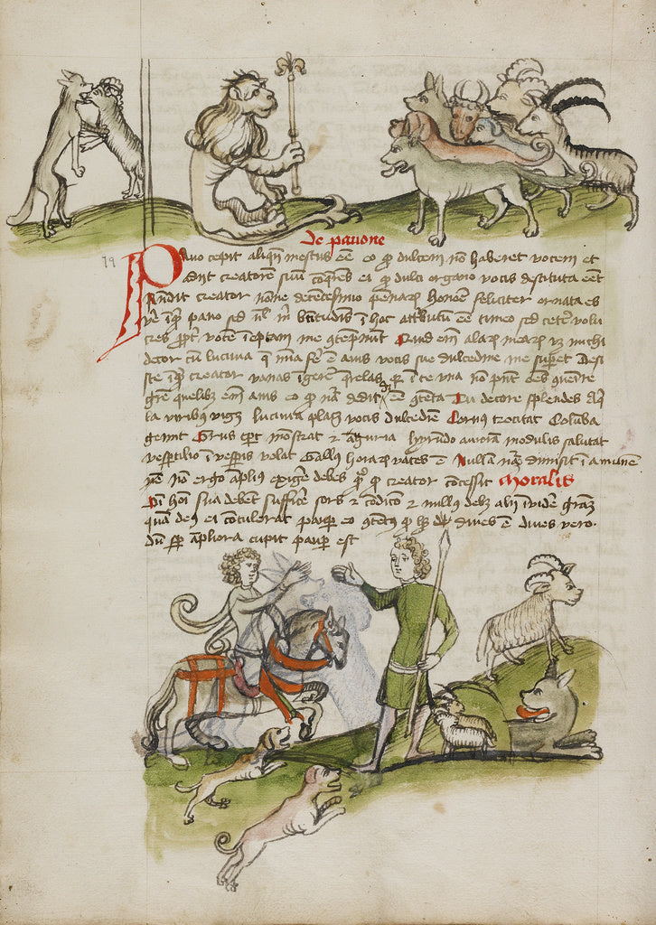 Unknown:A Wolf Fighting with a Ram and a Lion with a Scepter, Poster Print Wall Art