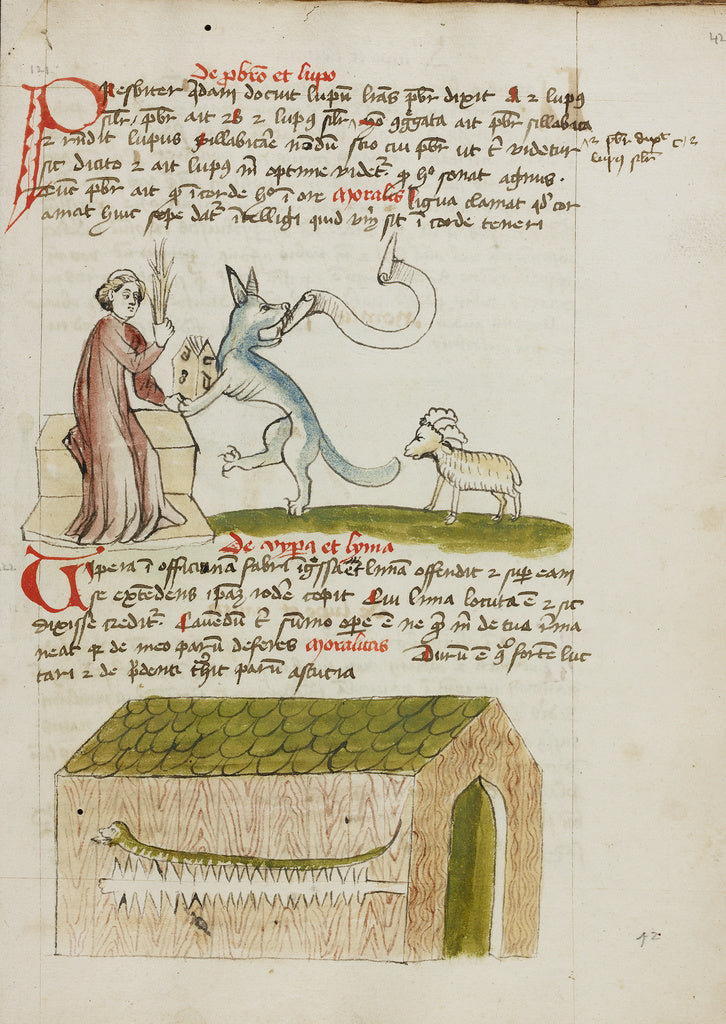 Unknown:A Cleric Instructing a Wolf with a Rod; A Snake in a, Poster Print Wall Art