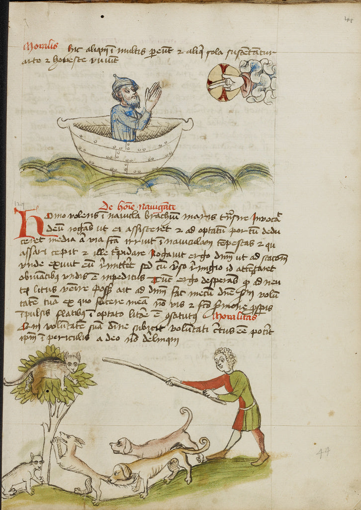 Unknown:An Elderly Man in Prayer in a Boat; A Cat in a Tree , Poster Print Wall Art