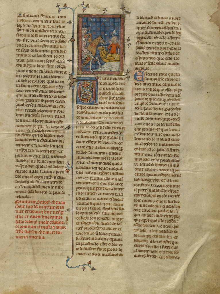 Unknown:Sadoch Finding Celynde at the Seashore with Retinue, Poster Print Wall Art