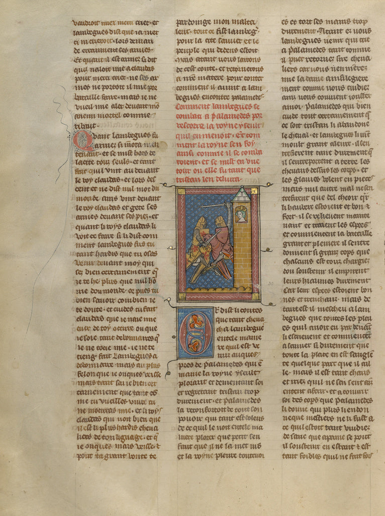 Unknown:Iseult Watching the Sword Fight between Lanbeguet an, Poster Print Wall Art