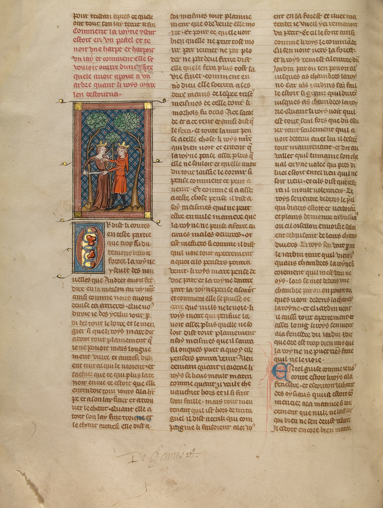 Unknown:King Mark Preventing Iseult from Killing Herself, Poster Print Wall Art