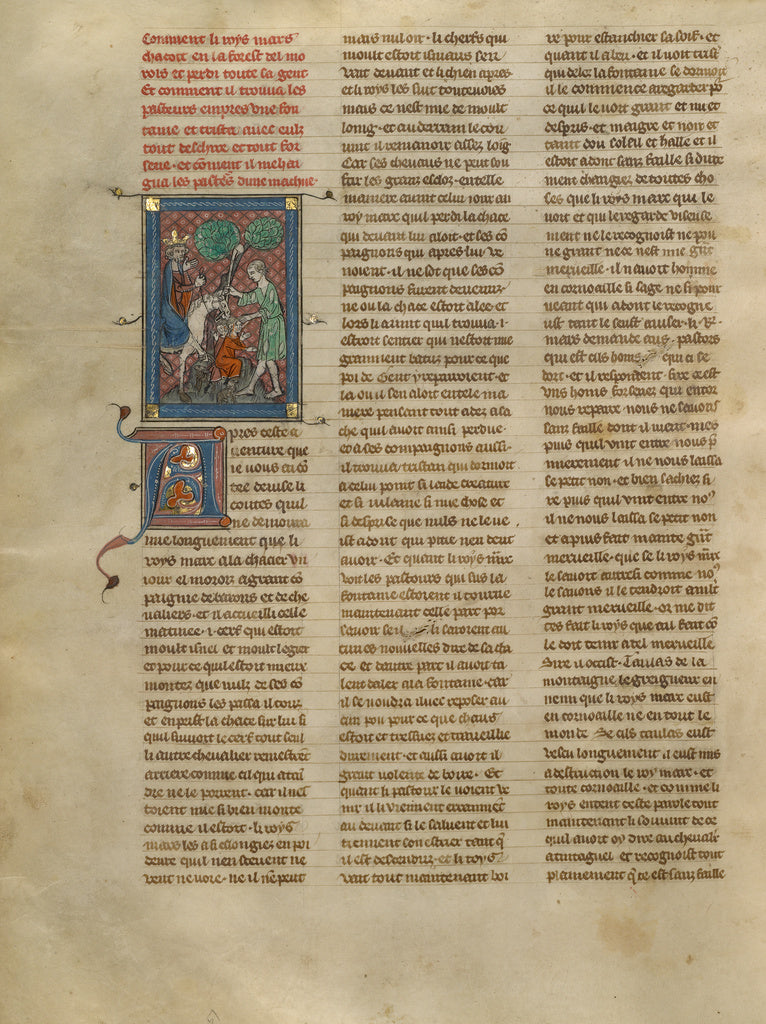 Unknown:King Mark of Cornwall Meeting Tristan and the Shephe, Poster Print Wall Art