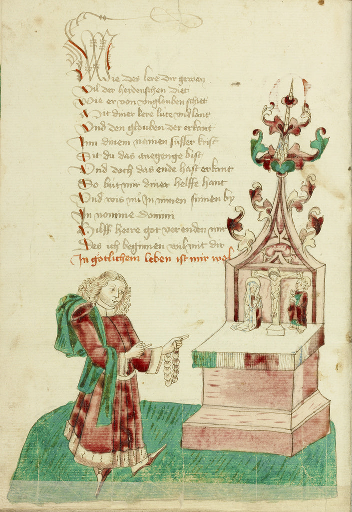 Hans SchillingFollower of:John Damascene with a Rosary befor, Poster Print Wall Art