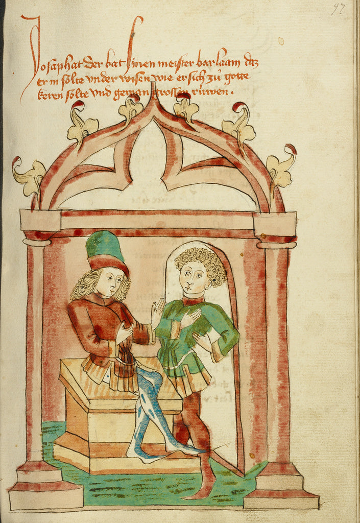 Hans SchillingFollower of:Josaphat and Barlaam in Conversati, Poster Print Wall Art