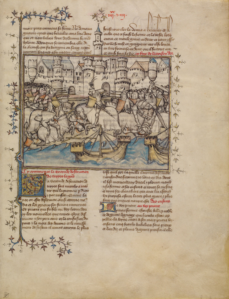 First Master of the Bible historiale of Jean de Berry:A Batt, Poster Print Wall Art