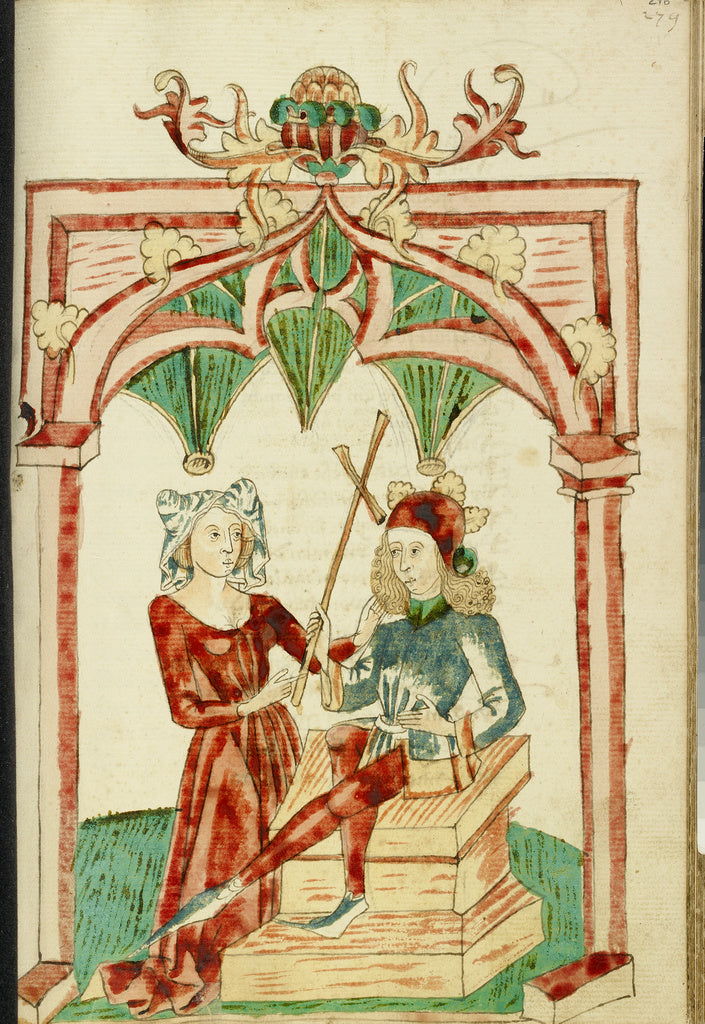 Hans SchillingFollower of:A Woman Touches the Hair of the En, Poster Print Wall Art