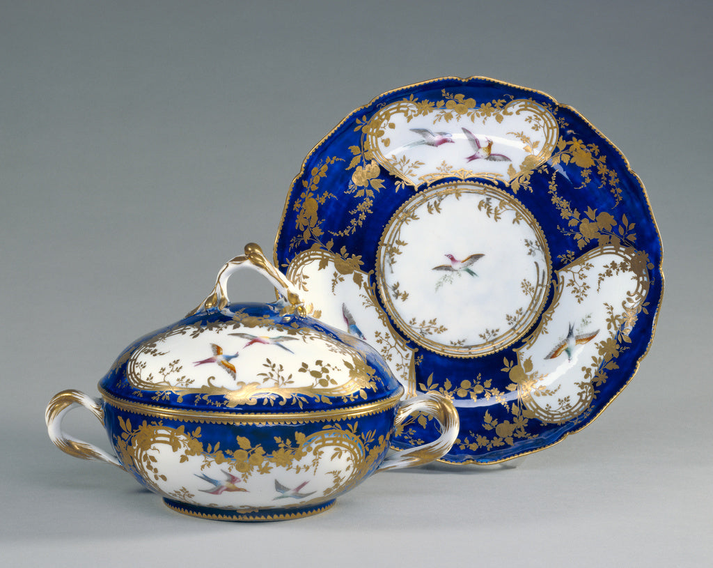 Vincennes Porcelain Manufactory:Lidded Bowl and Dish (ecuell, Poster Print Wall Art