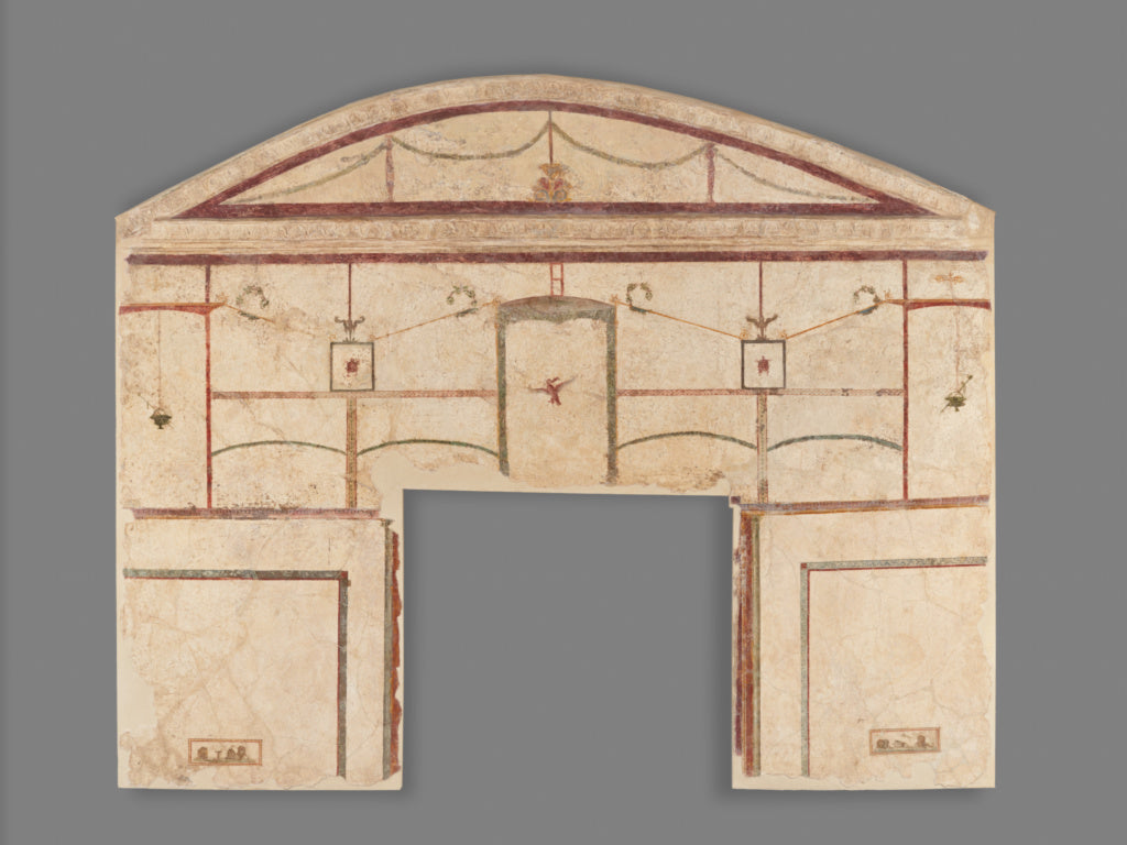 Unknown:Frescoed Wall with Double White Field and a Niche, Poster Print Wall Art