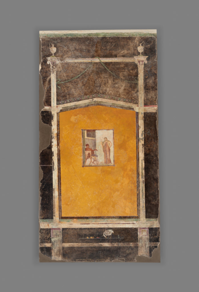 Unknown:Wall Panel from a Black Ground Frescoed Room, Poster Print Wall Art