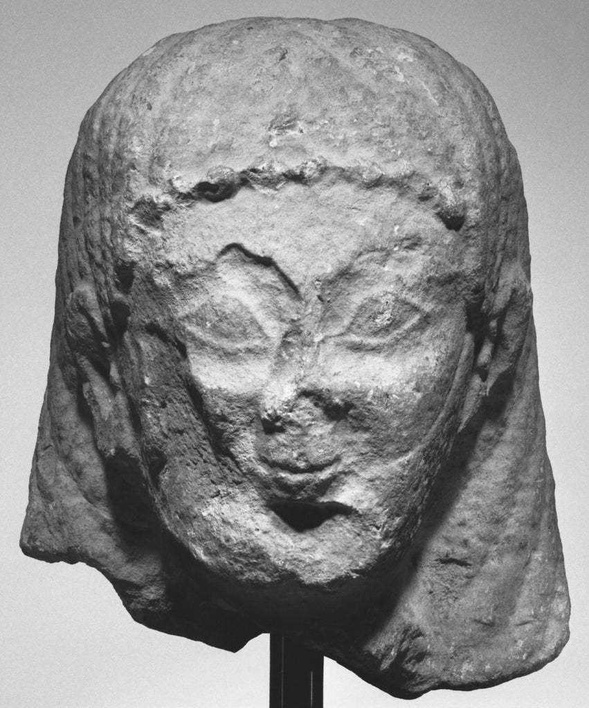 Unknown:Head from a Statue of a Male Figure, Poster Print Wall Art