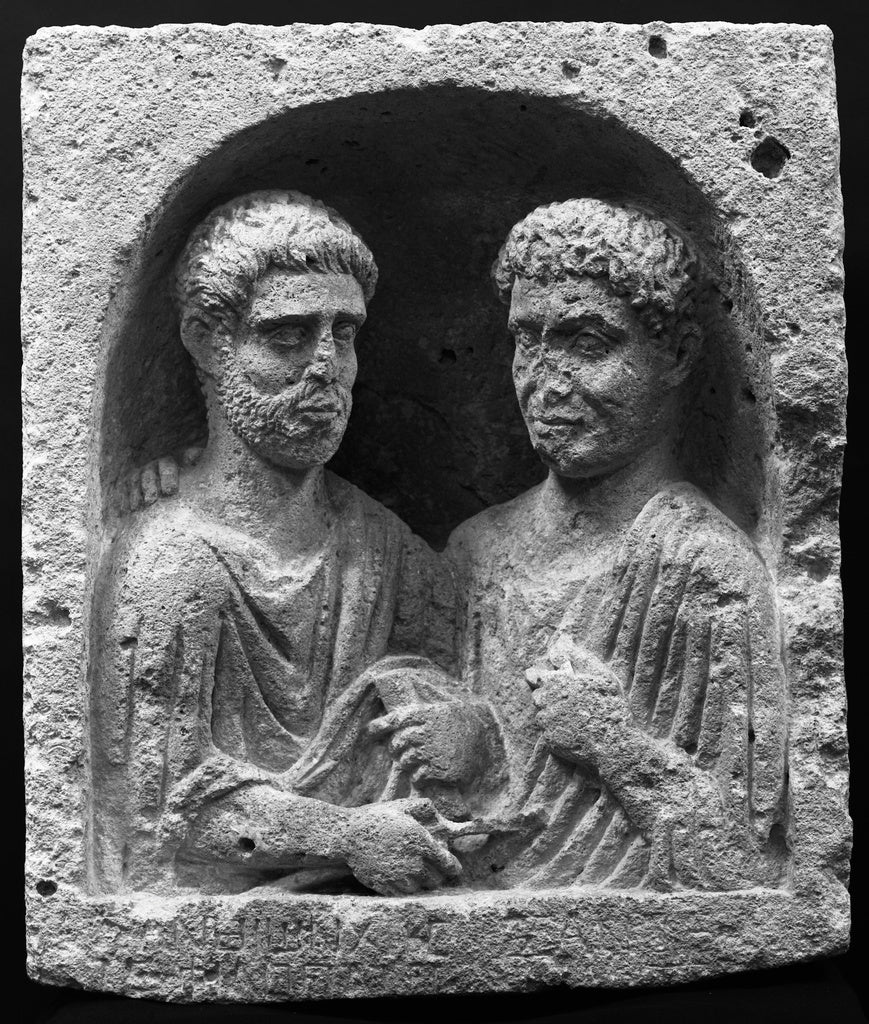Unknown:Grave Stele with the Busts of a Father and Son, Poster Print Wall Art