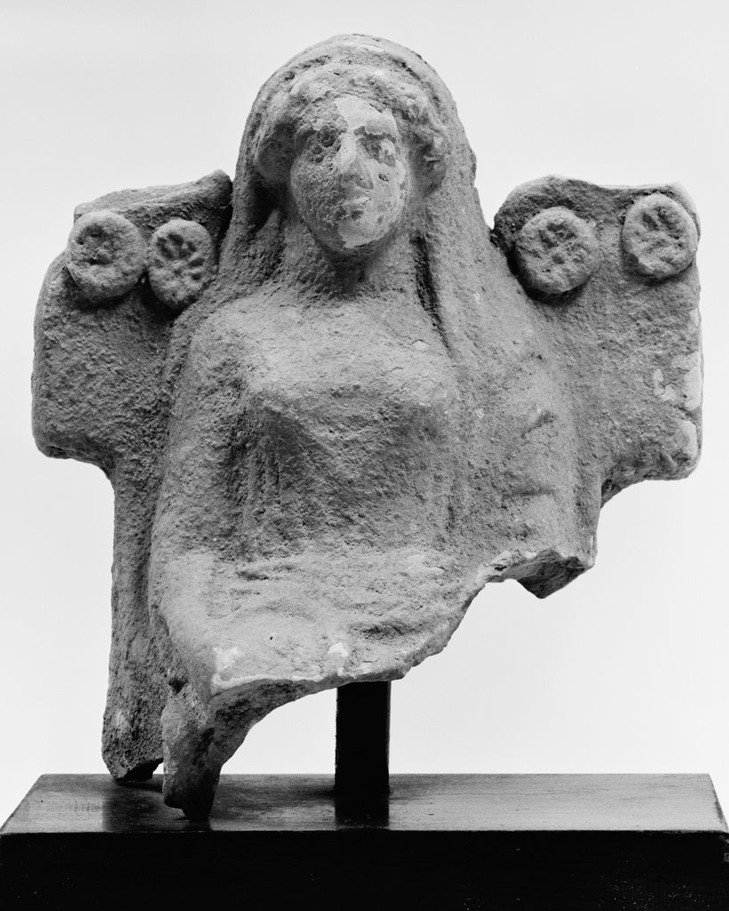 Unknown:Statuette of the Upper Half of a Seated Goddess, per, Poster Print Wall Art