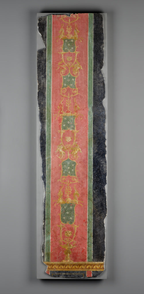 Unknown:Wall Fragment with Red Stripe which carries Vines an, Poster Print Wall Art