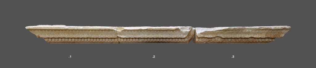 Unknown:Three Cornice Blocks with Ornamentation, Poster Print Wall Art