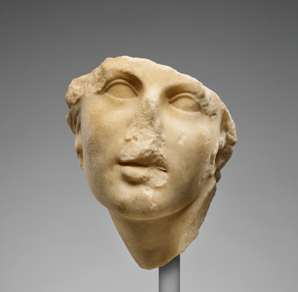 Unknown:Head From a Statue of the Crouching Aphrodite Type, Poster Print Wall Art