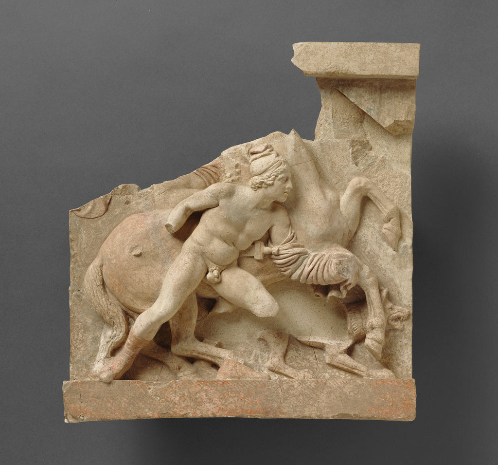 Unknown:Fragment of a Relief of a Horseman and Companion fro, Poster Print Wall Art
